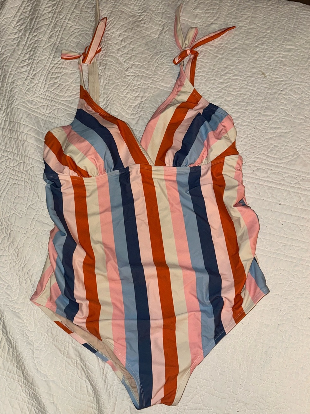 Isabel Maternity by Ingrid & Isabel V-neck one-piece striped swimsuit - Picture 2 of 4